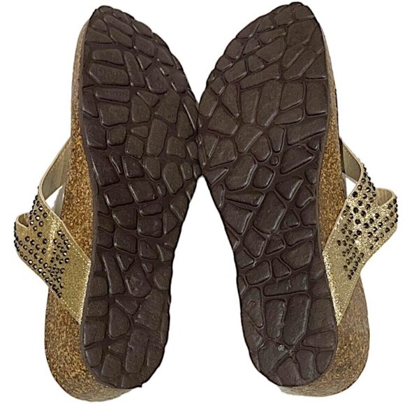 Bio-Gold with gold glitter stones wedge sandals Size 9.5 - Picture 10 of 10